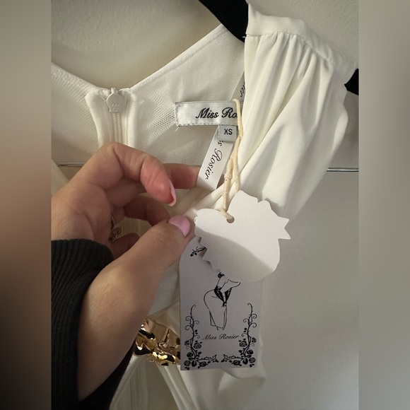 Capucine White Ruched Maxi Dress Gown Miss Rosier XS Cream Ivory Goddess Bride - Picture 14 of 15